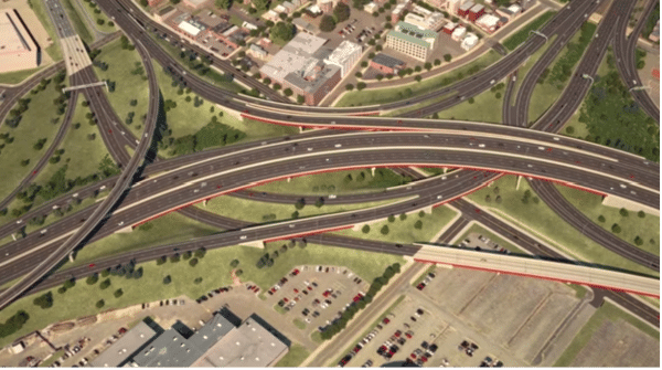 I-95 New Haven Harbor Crossing Corridor highway interchange improvement rendering.